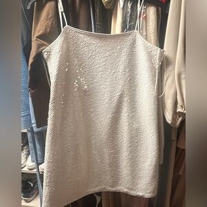 Abercrombie Elegant White Sequin Sleeveless Mini Dress